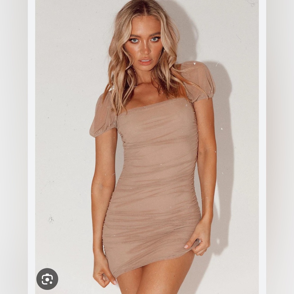 Princess Polly Charvi Mini Dress Tan